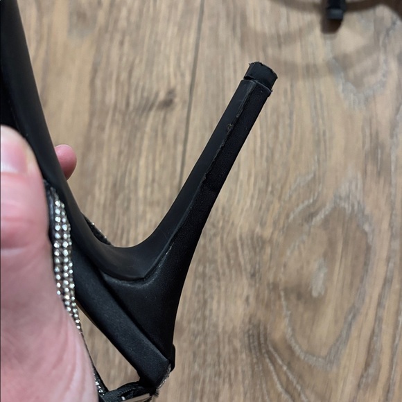 BCBG black crystal bow wrap heels - Picture 3 of 9